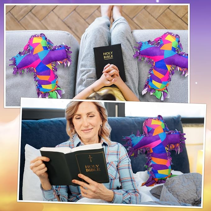Weysat 6 Sets Religious Cross Tied Pillow Craft Kit 2026 VBS Crafts Christian DIY Pillow Gifts with PP Cotton Sunday School Decor VBS Favors Giveaways