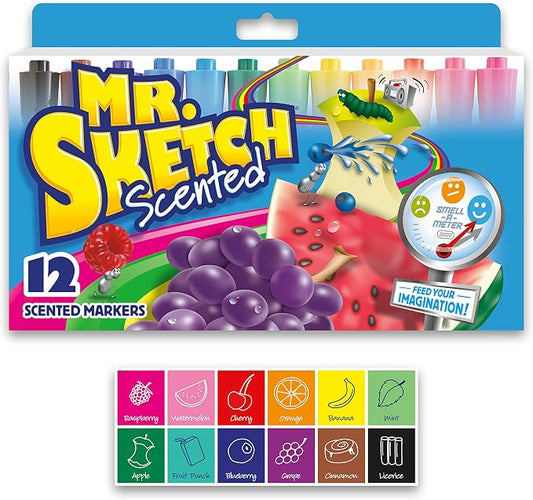 Mr. Sketch Scented Markers, Chisel Tip, Assorted Colors, 12 Count - Fun for Kids, Coloring, Spark Creativity, Arts & Crafts (Pack of 8)