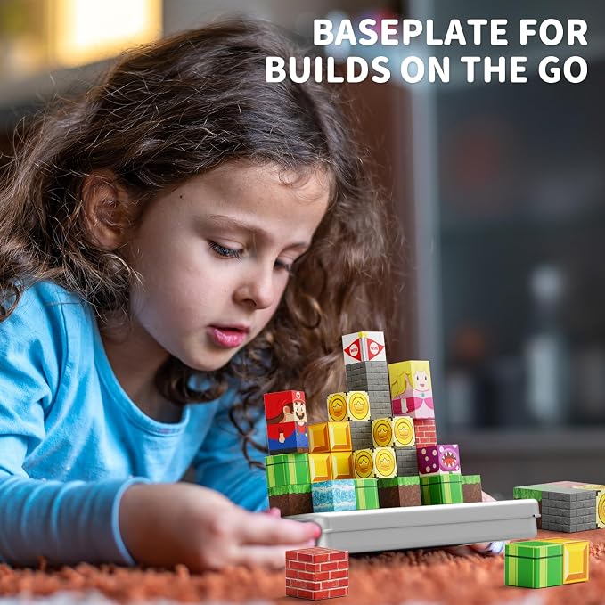 WMXDU Mini Magnetic Blocks, Travel Magnet Building Blocks for Toddlers, 35 PCS Magnetic Building Toys with Portable Iron Box STEM Educational Magnet Toys for Kids Ages 3 4 5 6 7 8 Year Old Boys Girls