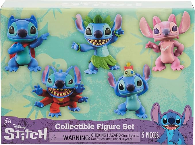 Disney’s Lilo & Stitch Collectible Stitch Figure Set, 5-pieces, Kids Toys for Ages 3 Up by Just Play
