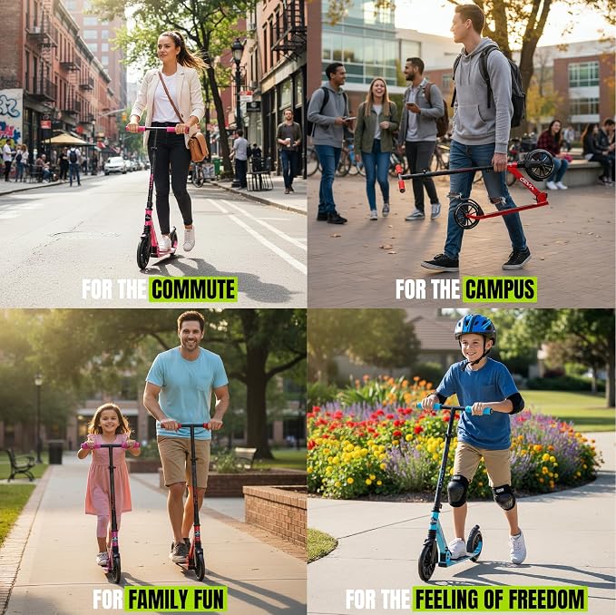 Kick Scooter for Kids, Teens & Adults - Lightweight Durable Frame, Smooth Ride, Sturdy Deck - Fun Rides for All Ages - Madd Gear