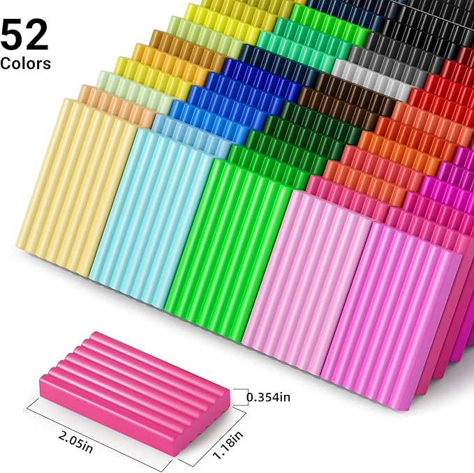 ARTpar 52 Colors Polymer Clay kit，Modeling Clay with Sculpting Tools for Starter,Oven Bake DIY Model Clay,Non-Toxic, Non-Sticky,Gift for Kids Adults