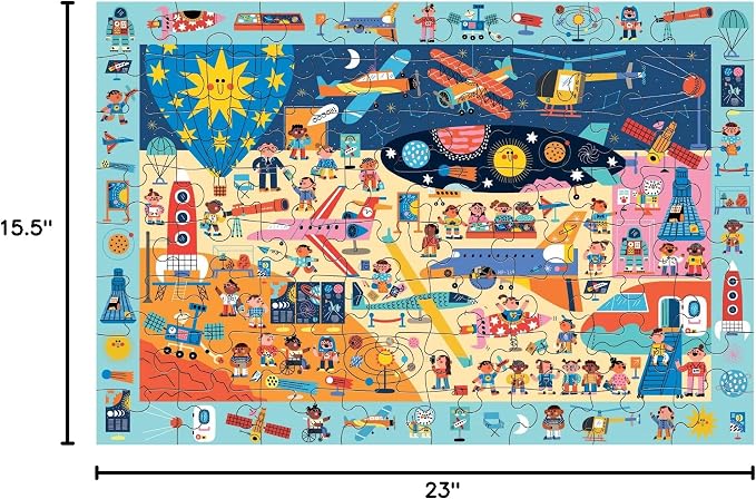 Mudpuppy Air and Space Museum — 64 Piece Search & Find Puzzle Jigsaw Puzzle Featuring A Variety of Aviation and Space Artifacts and Over 40 Hidden Images to Find for Ages 4+