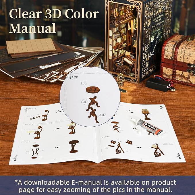 CCCDF Book Nook Kit, DIY Miniature Dollhouse Booknook Kit, 3D Wooden Puzzle Bookend Bookshelf Insert Decor with LED Light for Teens and Adults (Pianist with Nightingale)