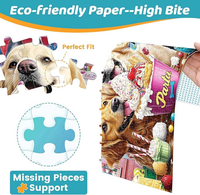 300 Pieces Puzzles for Adults | Dog Birthday Party Jigsaw Puzzles 300 Piece for Children Adults Seniors | Sturdy,Safe | Engaging & Educational Toys Great Gift for Boys Girls 20.5 x 15 in