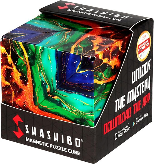 Shashibo Sensory Fidget Toy for Adults & Kids, Stress Relief Fidget Toy for Adults, Teens & Kids, Cool Fidget Toys for Desk, Classroom Must Have, Sensory Shape Shifting Cube, 100+ Possible Shapes