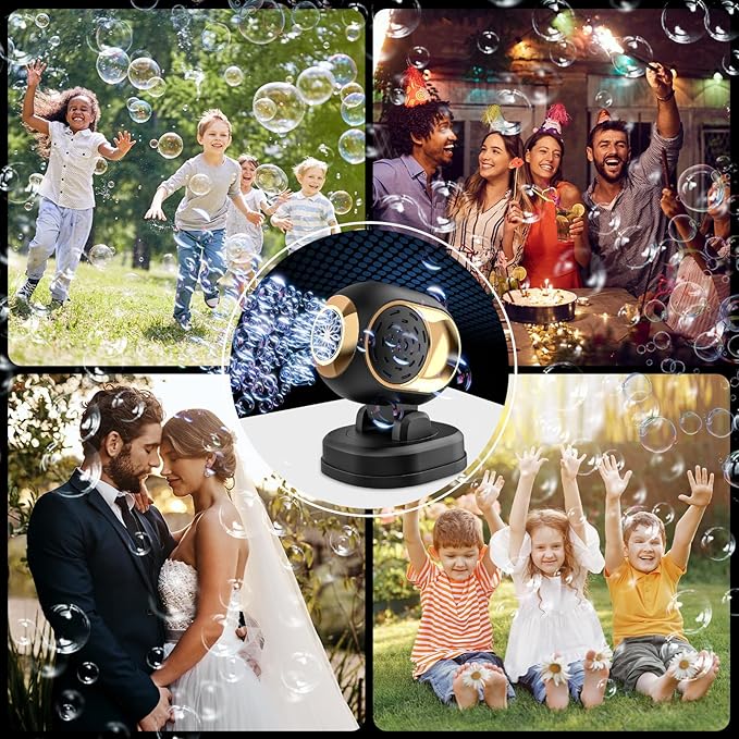 BOMOCO Bubble Machine Battery Operated Durable Bubble Blower Machine Automatic Bubble Machines for Kids Toddlers Parties Wedding Birthday Summer Outdoor Indoor Beach Christmas Favors, Black