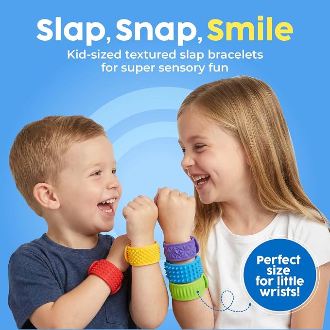 BUNMO Textured Sensory Slap Bracelets for Kids, 6 Pack – Silicone Fidget Bracelets for Boys and Girls, Wearable Sensory Bracelet Toy for Everyday Play, Ages 3+