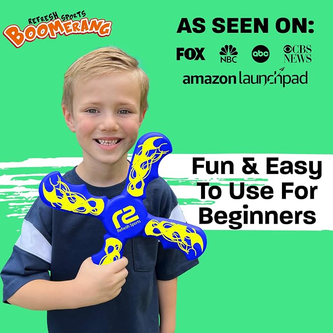 Fun Boomerang for Kids - Soft & Easy to Use - Outdoor Toys for Kids or Adults - Best Gifts for 6 7 8 9 10 Year Old Boys & Girls + 2026 Top Toys for Boys Age 8-12 - Fun Outdoor Toy for Boy Gift Ideas