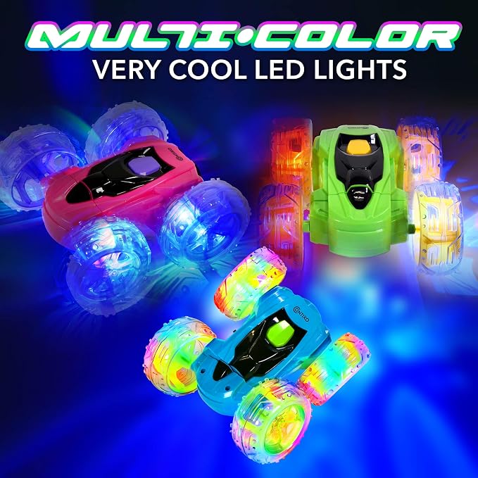Contixo SC3 RC Stunt Car, Pink 2.4GHz 4WD Double-Sided 360° Rotating flip Racer Remote Control Toy Cars with LED Lights for Kids Girls Boys Age 4-12 Birthday Gift