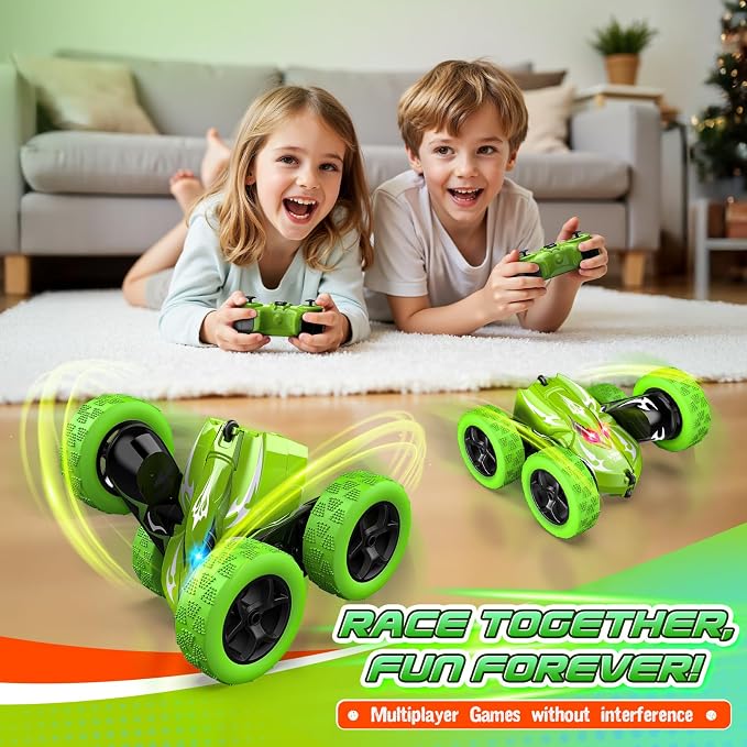 Excitobo Remote Control Car,RC Cars for 4 5 6 7 8 9 10 11 12 Year Old Boy Double Sided 360°Flip 4WD Rechargeable Drift RC Race Car Boys Toys Birthday Gifts Easter Basket Stuffers for Kids Age 4-12