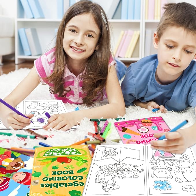 Mczan 24 Pack Mini Coloring Books for Kids Ages 4-8, 8-12 –Bulk Small Coloring Books for Party Favors, Birthday Gifts, Classroom Rewards, Travel Activities Includes Car, Toy, Christmas, Summer Themes