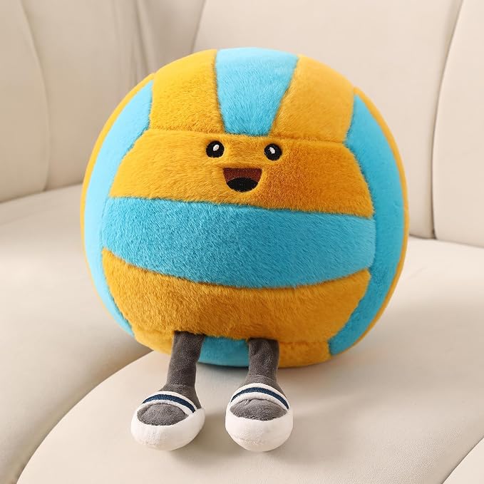 Funny Volleyball Plush with Legs – Cute Stuffed Animal Toy for Boys Girls, Volleyball Throw Pillow for Room Decor, Couch or Bed Volleyball Stuffed Animal Decor Gifts (Volleyball Pillow 11 Inch)