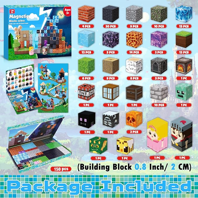 GraceDuck Magnetic Blocks - 150 PCS Build Dark Hell Forest Castle - Magnetic Toys for Montessori Toddler Easter Christmas Birthday Gifts - STEM Sensory Toys for 3 4 5 6 7 8 9 10 Year Old Boys & Girls