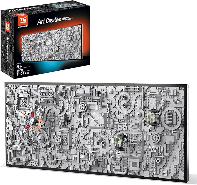 TG BLOCKS Star Trench 3D Wars Run Wall Art Craft Kit, Micro Brick Framed, Creative Activity Hobbies for Teens and Adults, DIY Home, Office Decor, Suitable for Kids 8+