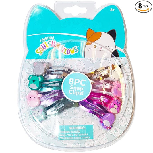 LUV HER Kids Hair Clips for Girls Squishmallows Snap Clips 8 Pack Multi Color Ages 8+