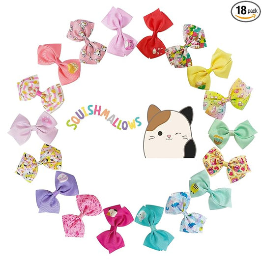 LUV HER Special Squishmallows Hair Accessories for Girls -18pc Hair Bow with Aligator Clips, Age 8+