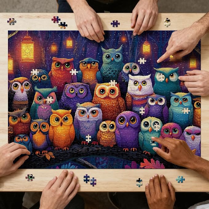 1000 Piece Puzzle for Adults - Owl Family Jigsaw Puzzles - Brain Teaser Adult Puzzles - Christmas Birthday Gifts for Women/Men