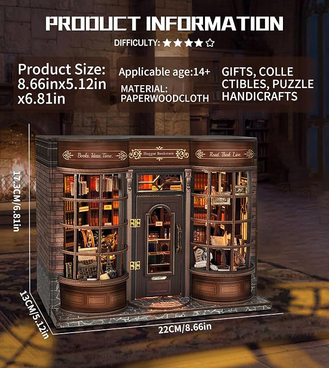 Spilay DIY Miniature House Kit for Adults, Miniature Dollhouse Building Kit | With Warm Light & Detailed Furniture, Creative DIY Craft for Bookshelf Decor, Room Decoration & Gift Giving