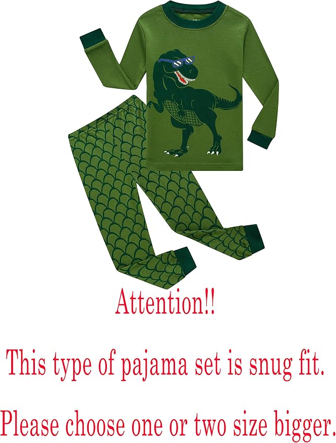 Family Feeling Kids & Toddler Boys Pajamas 2 Piece Pjs Set 100% Cotton Sleepwear