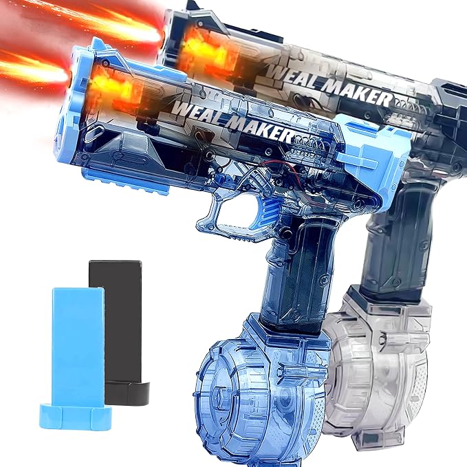 Electric Water Guns for Kids Adults, 2 Pack Automatic Squirt Gun with LED Light-Up Muzzle, 500CC Tank, 28FT Long Range Water Blaster, Waterproof Summer Pool Party Toy