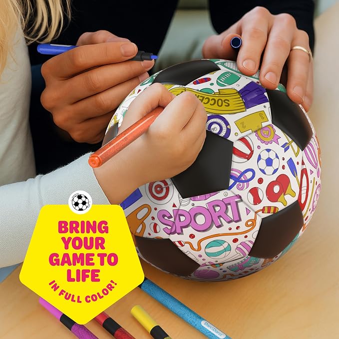 Dan&Darci Soccer Ball Coloring Kit for Kids - Soccer Gifts for Girls & Boys - Sports Gifts - 3 4 5 6 7 8 Year Old Boy Birthday Gift - Craft Kits for Kids Ages 4-8 Year - Boy Toys - Games Accessories