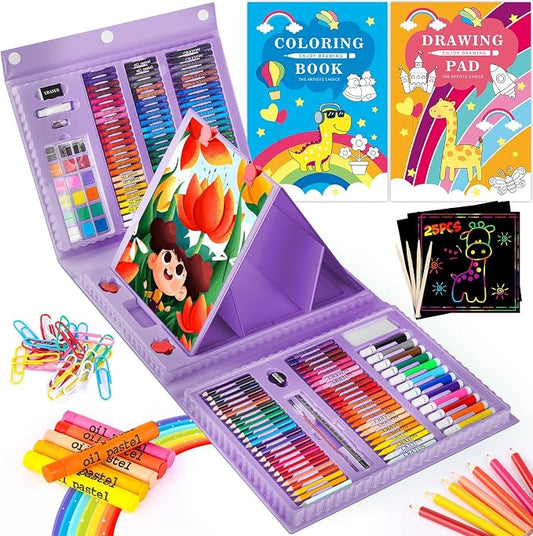 iBayam Stocking Stuffers for Adult, Art Supplies, Arts and Crafts for Artist, Christmas Gifts, Office Supplies, Art Set Case with Trifold Easel, Sketch Pads