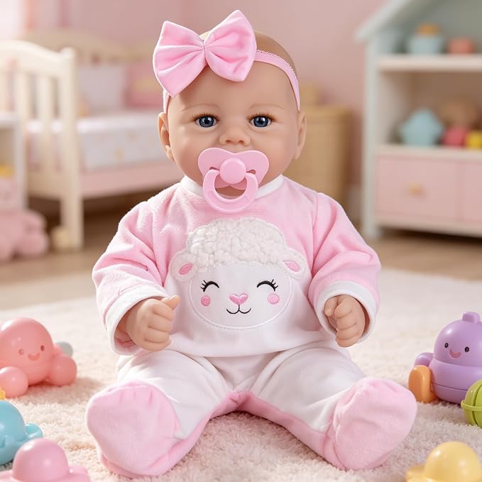 Milidool Baby Doll Girl - 17-Inch Soft Body Realistic Baby Doll Real Life Baby Dolls for 3+ Years Girl Birthday Gifts, Pretend Play, Christmas & Collection