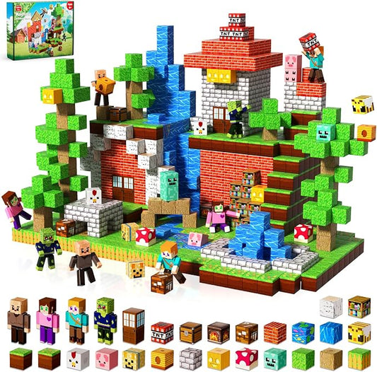 160 Pcs Magnetic Blocks - Magnetic Building Blocks for Kids Ages 4-8, Magnet Cubes Stacking Toy, Classroom STEM Toys, Birthday Gift for 3+ Year Old Boys Girls (Patent Pending)