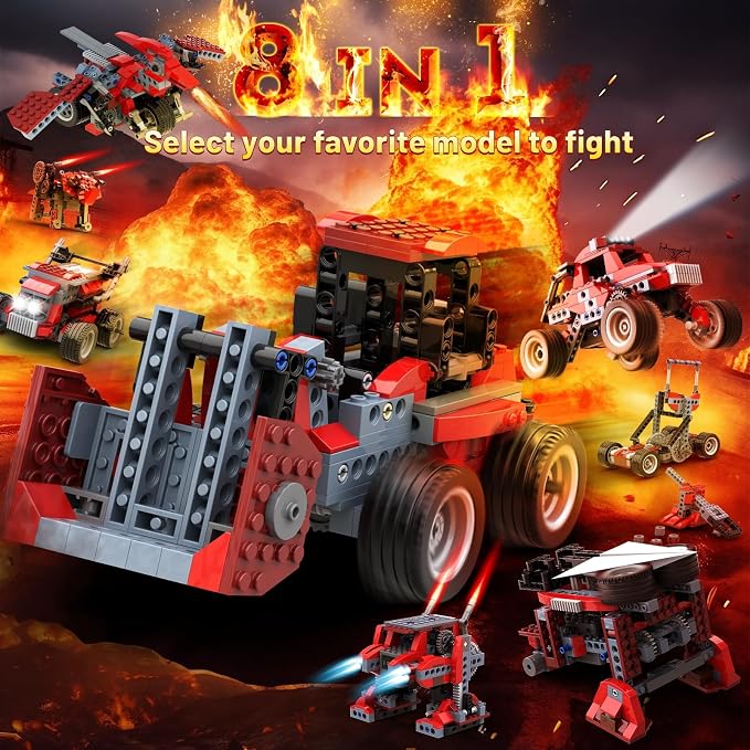 Apitor Robot B STEM Kits for 6-7 Year Old Boy, 8 in 1 Electric Monster Truck Building Toys for Kids 6-8 8-10, DIY Educational Construction Science Kit for Boys 6-12 Christmas Birthday Gift