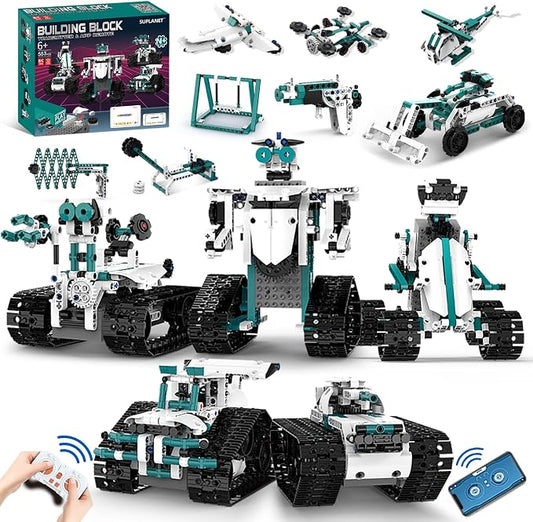 STEM Robot Toys for 8-14, 12 in 1 Remote Control Robotics Toys for Kids, Programmable Building Robot Kit Birthday Present for Science Educational(557 Pcs)