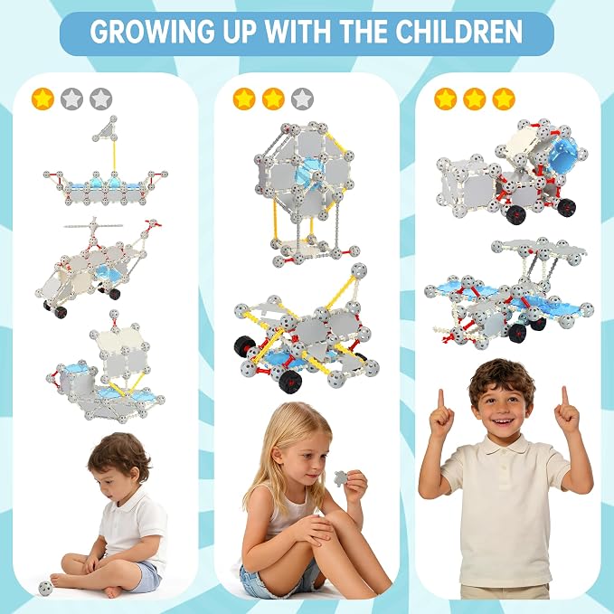 160 Pcs STEM Building Toys for Kids,Educational Engineering Blocks Kits for 4 5 6 7 8+ Year Old Boys & Girls with Storge Box,Learning Toys Sets & Birthday Gift for Toddlers