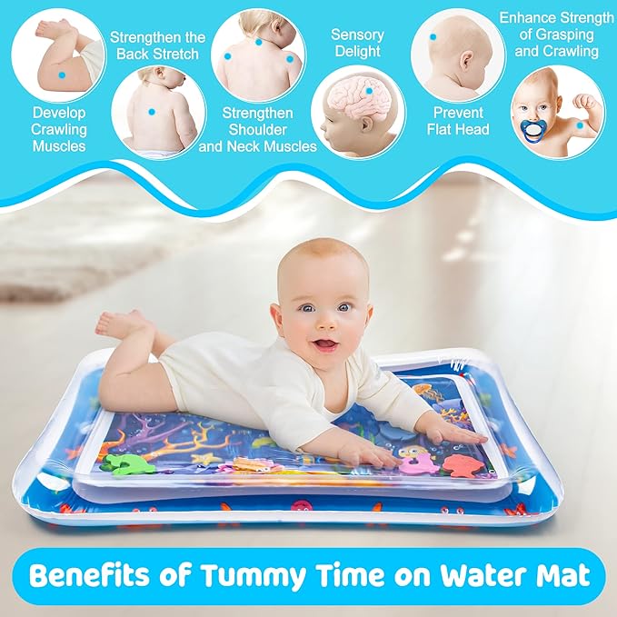Yeeeasy Tummy Time Water Mat丨Inflatable Tummy Time Water Play Mat for Babies, Infants and Toddlers 3 to 24 Months Promote Development Toys Baby Toys essentials and Gifts