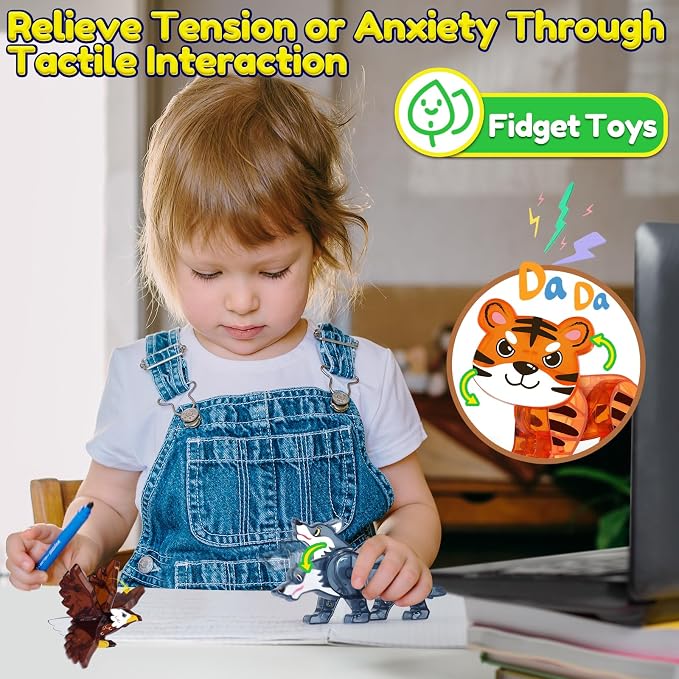 Oriate Magnet Wild Animals for Magnetic Tiles, 5pcs Movable Joints Zoo Animals for Magnetic Blocks, Animal Toys Compatible with Magnetiles, Educational Magnetic Building Tiles for Kids magnitiles