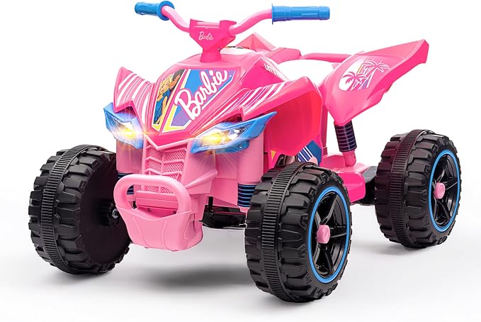 Barbie - 12V ATV Ride On Toy for Kids, LED Headlights, Battery Powered
