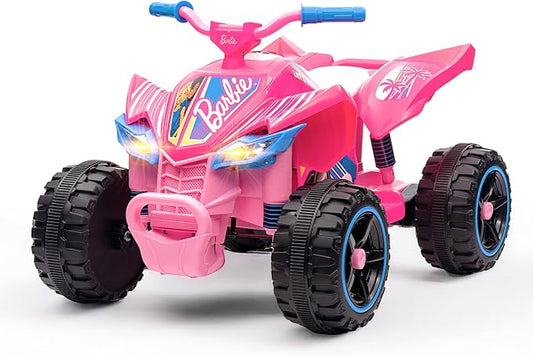 Barbie - 12V ATV Ride On Toy for Kids, LED Headlights, Battery Powered