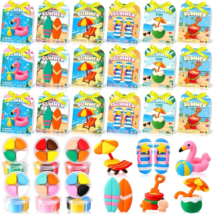 Capoda 48 Sets Air Dry Clay Kit for Kids Summer Craft Gifts DIY Modeling Clay Art Crafts Kit for Summer Beach Pool Party Favors Fun Activities School Art Projects Classroom Gifts Rewards Supplies