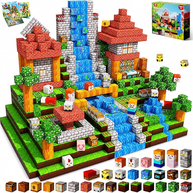 Annexfun 200 PCS Magnetic Blocks - Magnetic Building Blocks, Stacking Magnets for Kids, Sensory Toy for STEM Montessori Sensory Toys for Kids 3+ Boys and Girls Christmas Birthday Gifts