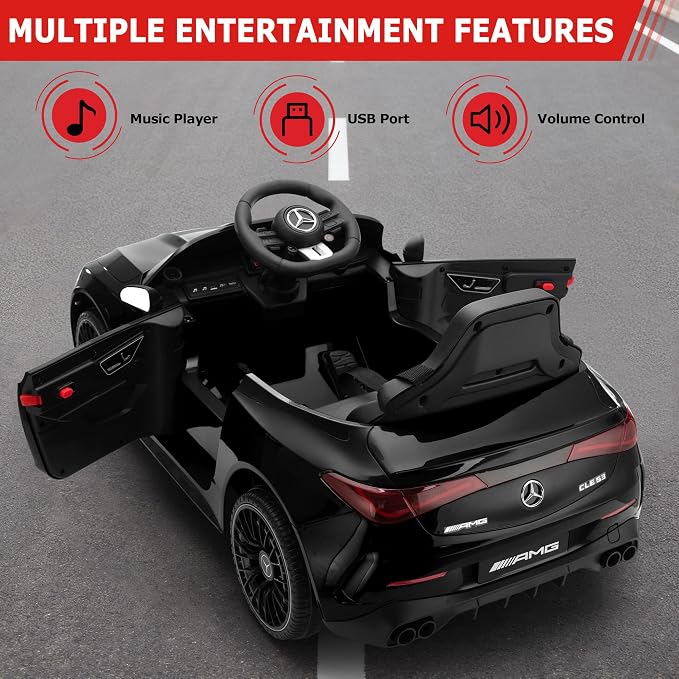 TOBBI Kids Electric Ride On Toy Car, Toddlers Battey-Powered Vehicle with Parental Remote Control/Soft Start/3 Speeds/Horn & LED for Children Ages 3-6 Years-Black