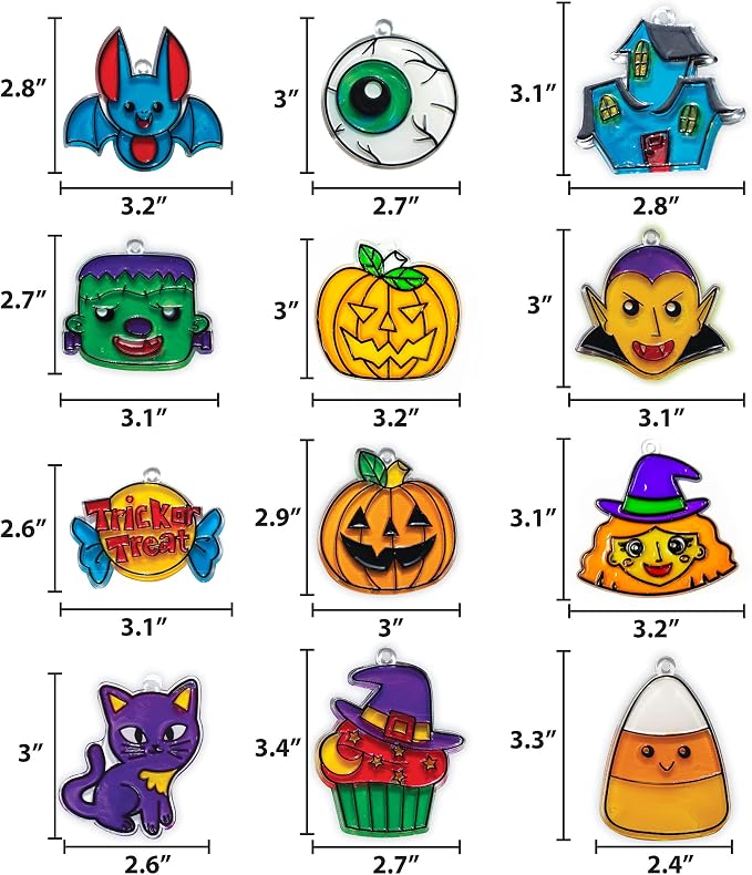 Made By Me Create Your Own Halloween Window Art by Horizon Group USA, Make 20 Projects, Includes Suncatcher Frames & Window Clings, Glow-in-The-Dark Paint, Paint Tubes, Suction Cups & Cording,Multi