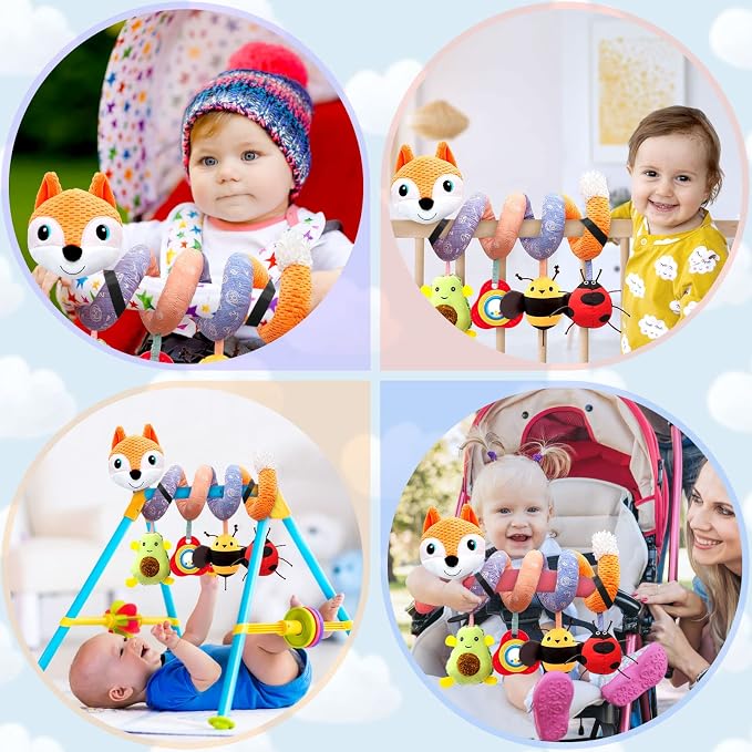 MONSTIME Car Seat Toys Newborn Toys, Stroller Toy Baby Toys 0-6 Months Carseat Toy for Infants 0-6 Months for Carseat Stroller Crib with Music Rattles Teether, Baby Toy for 0 3 6 9 12 Boys Girls
