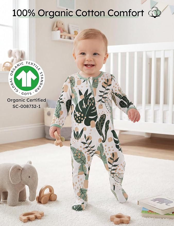 Yoofoss Baby Pajamas 100% Organic Cotton Baby Sleepers for Newborn 0-3 3-6 6-9 Months Boys Girl Clothes 3pcs Footed PJs