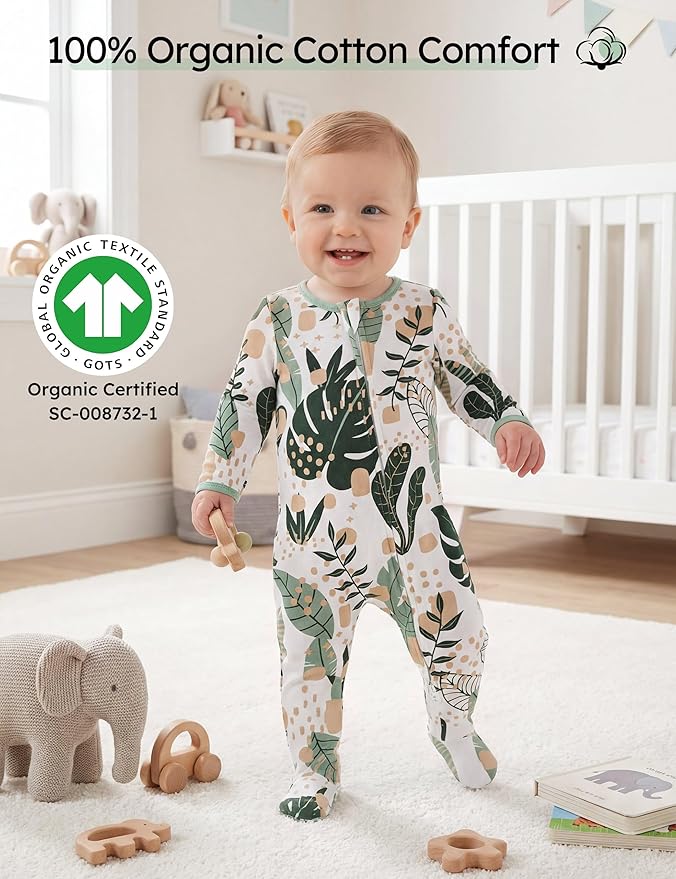 Yoofoss Baby Pajamas 100% Organic Cotton Baby Sleepers for Newborn 0-3 3-6 6-9 Months Boys Girl Clothes 3pcs Footed PJs