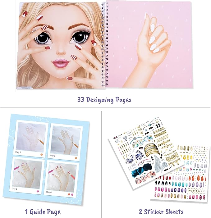 BSCOOL - Drawing, Coloring & Activity Book. Nail Design Book with Stickers and Guides. Fashion Design Sketchbook for Kids 5 and up. Little Designer Book - Nail Sticker Book. Gift for Girls