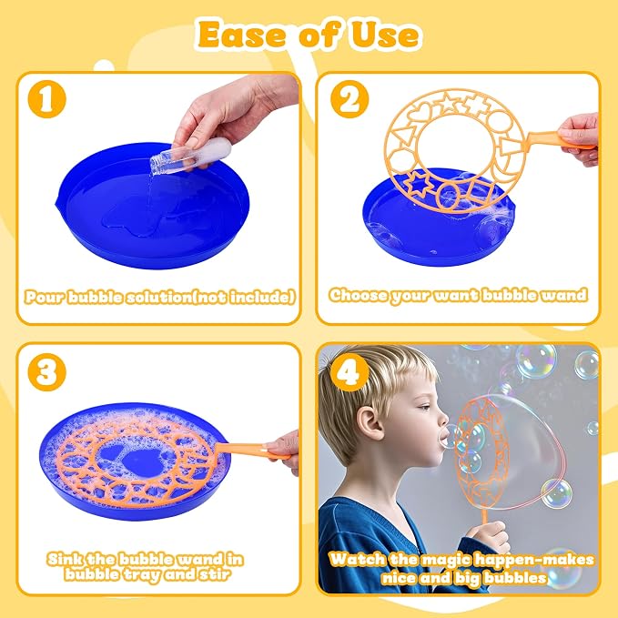 Bubble Wands Set for Kids,17 pcs Assorted Bubble Wands with Tray, Big Bubble Maker Wand for Kids Summer Outdoor Games,Birthday Party,Family Event,Gifts for Bubble Lovers