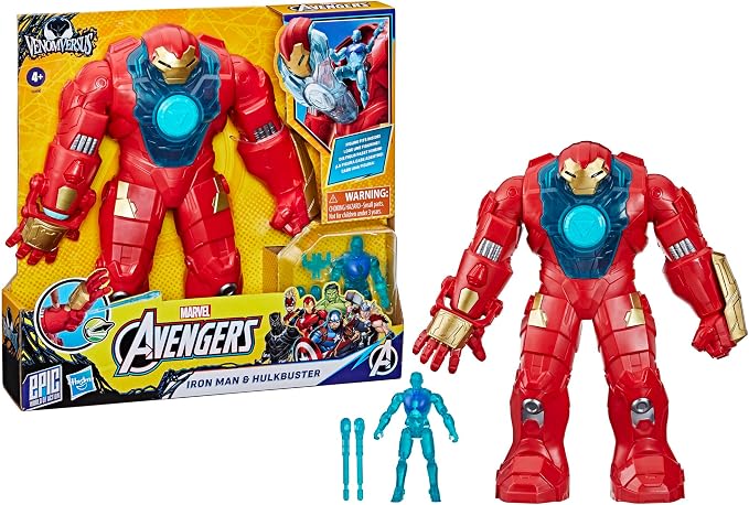 Marvel Avengers VenomVersus Epic World of Action Iron Man & Hulkbuster Armor Figure Set with Accessories, 4-Inch (10 cm) Super Hero Toys, Kids Ages 4+