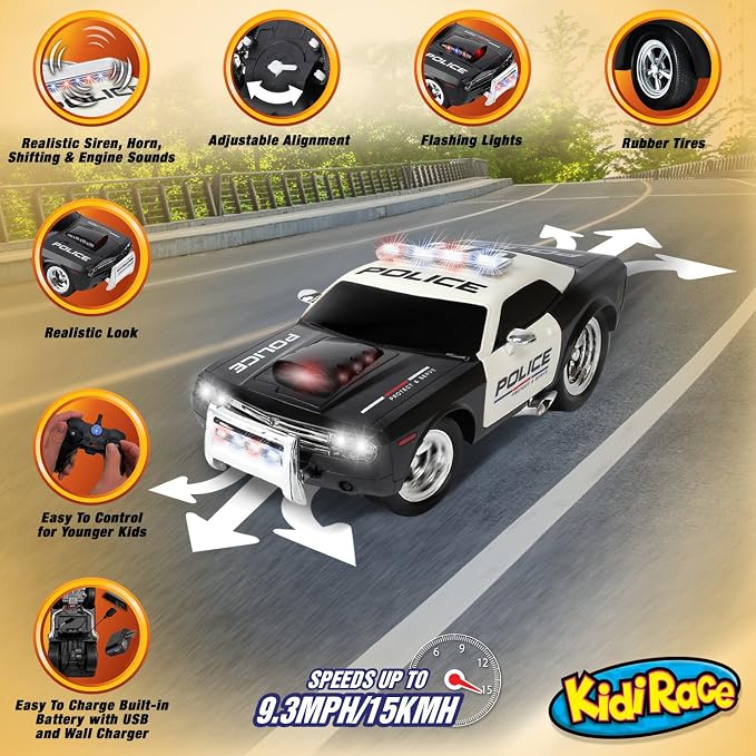 Rechargeable Police Car Remote Control Toy for Kids, Hobby Rc Cars Toys, Lights & Siren, Birthday Gift Ideas for Boy Age 8-12 Years, Gifts for Boys & Girls Ages 3 4 5 6-8 9 10 11 12 Year Old