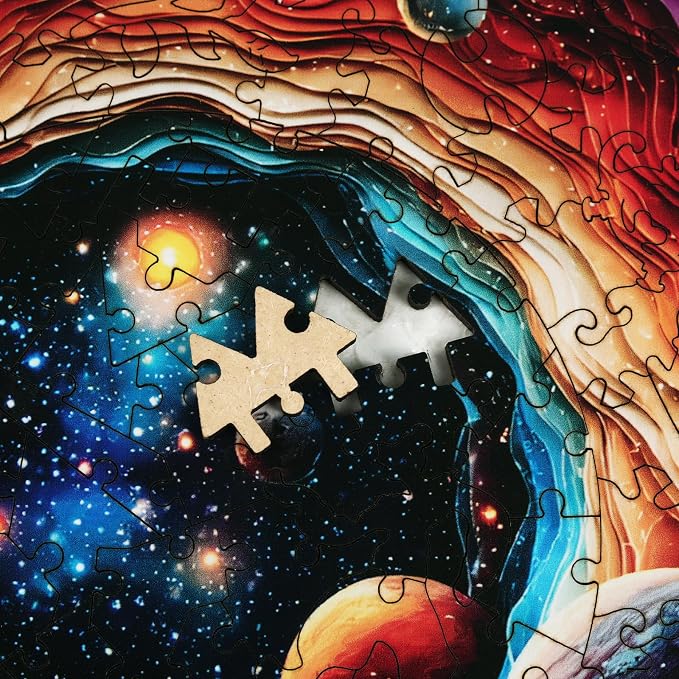 MEATRN Wooden Jigsaw Puzzles for Adults 500 Pieces - Unique Space Solar System Planets Puzzles, Stress Relief Game for Adults, Creative Gift for Science Lovers and Kids, 16.5x16.5 in