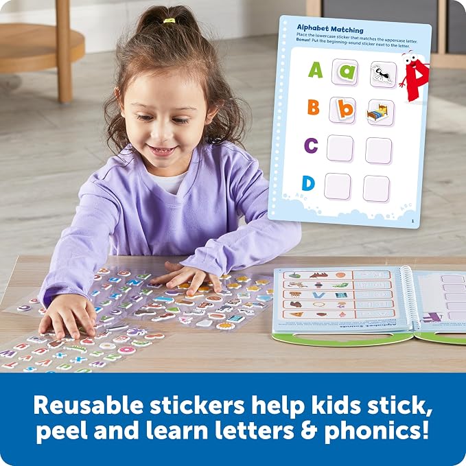 Learning Resources Skill Builders Smart Stickers Letters & Phonics - Reusable Sticker Books for Kids, Preschool Activity Book, Toddler Learning Activities, Educational Stickers