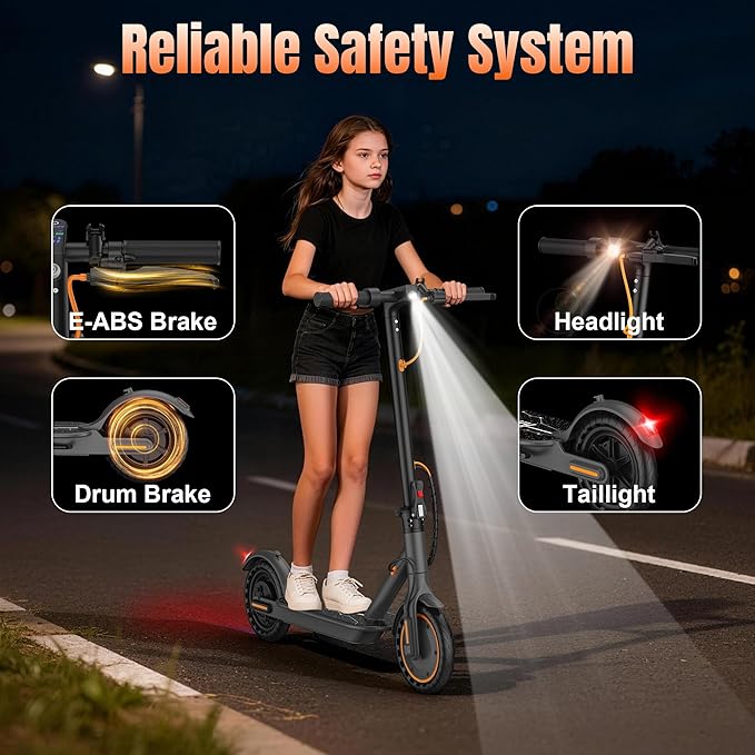WERHY Foldable Kids Electric Scooter, 350W Motor, Max 12/16Miles Long Range, 19 MPH Max Speed, 8.5" Solid Tire, Lightweight Foldable E-Scooter with Dual Braking, Digital Display, Cruise Control